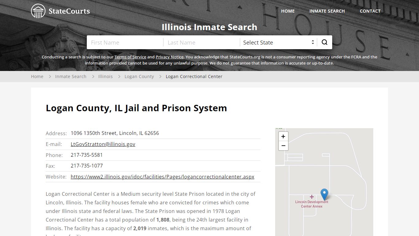 Logan Correctional Center Inmate Records Search, Illinois - StateCourts