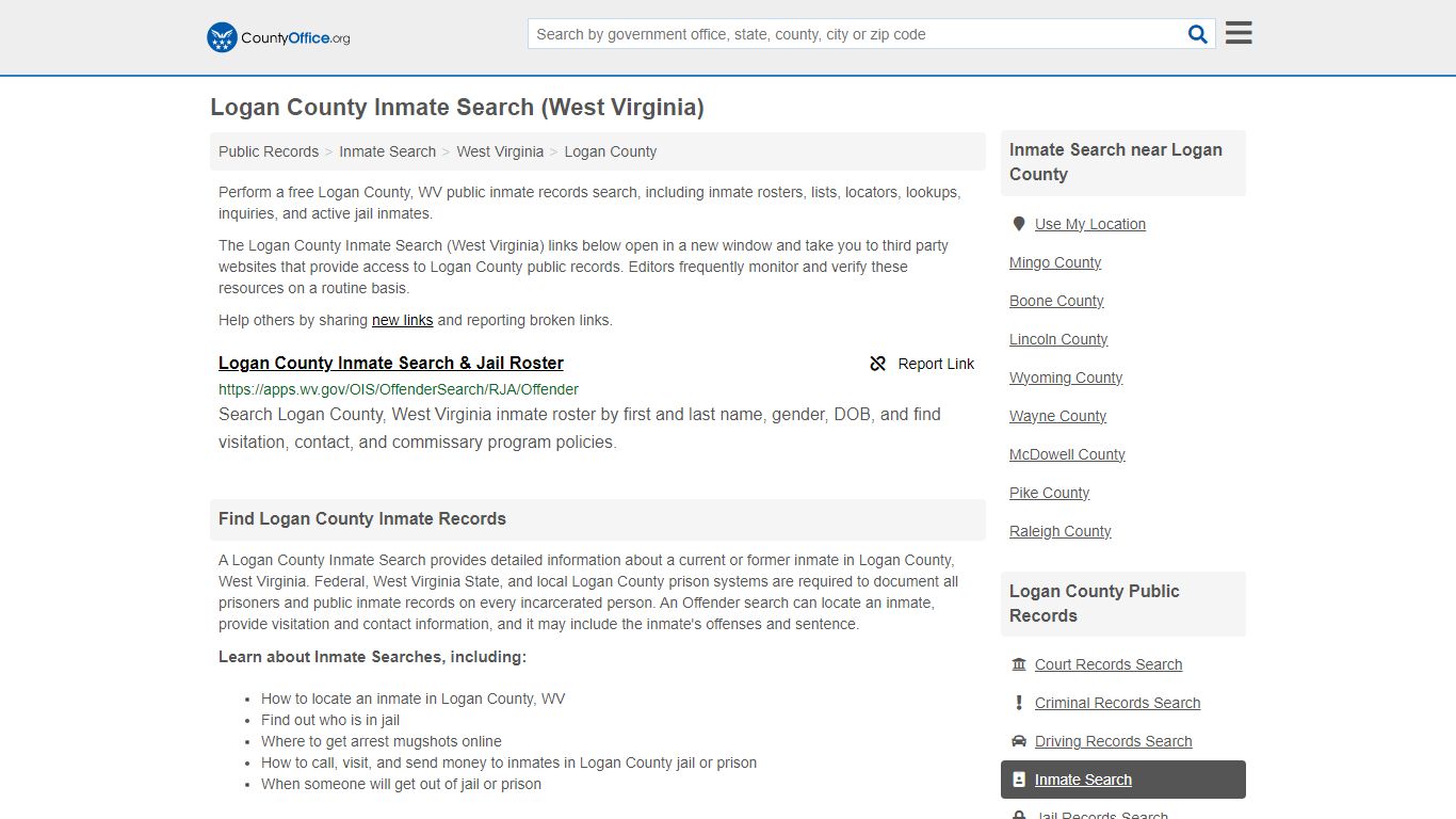 Inmate Search - Logan County, WV (Inmate Rosters & Locators)